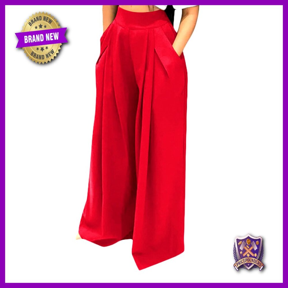 High Waist Wide Leg Palazzo Pants Stretchy Loose Fit Casual Trousers